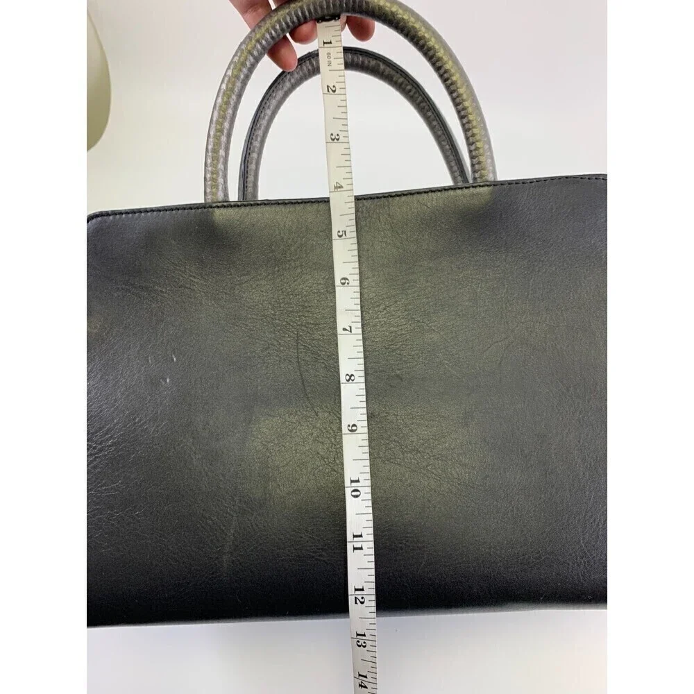 BOGO Zac Posen Satchel Purse Black Leather Fur Stripes Tote Crossbody Strap Snap - Picture 15 of 16